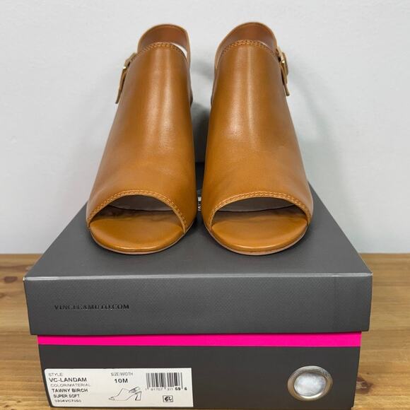 New Vince Camuto Landam Slingback Sandal in Brown Leather Women's Size 10 - Picture 3 of 10